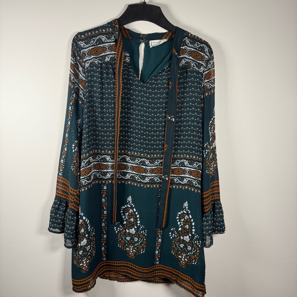 Love Riche Bohemian Teal Mesh Dress Size Large